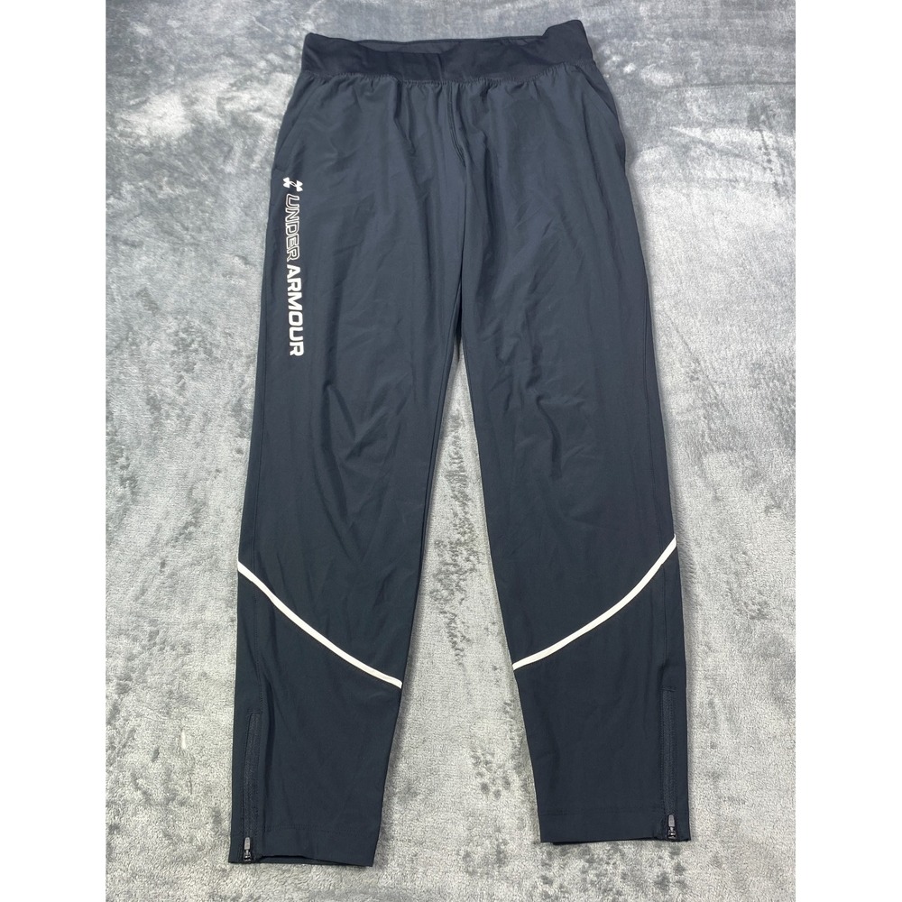 Under Armour UA Storm Pants Black Youth Medium Fitted Heatgear Track Ankle Zip